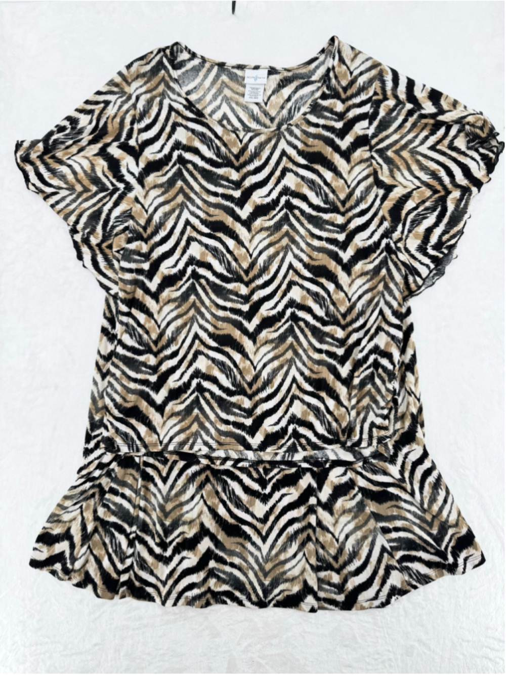 Vintage Zebra Skirt and Top Set Animal Print Mobwife 90s Flutter Sleeve Pull On